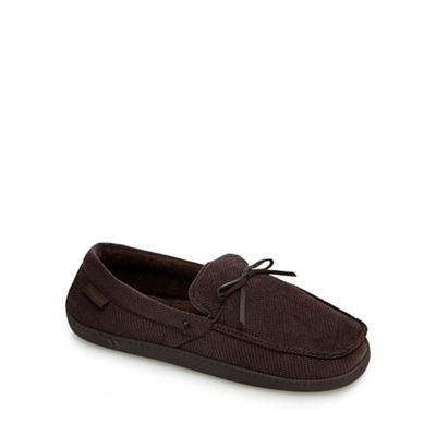 Brown cord lace moccasin slippers